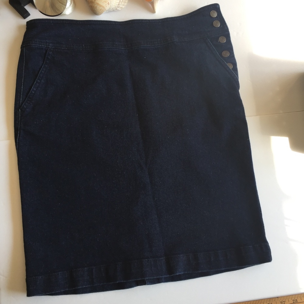 American Living Denim Classic High Waist Dark Wash Jean Skirt Western Beach Fall